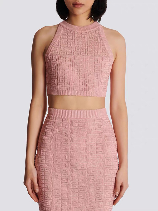 Balmain Gina 2024 New Style Chanel-Inspired Set Sleeveless Vest Versatile Short Top and Bodycon Skirt