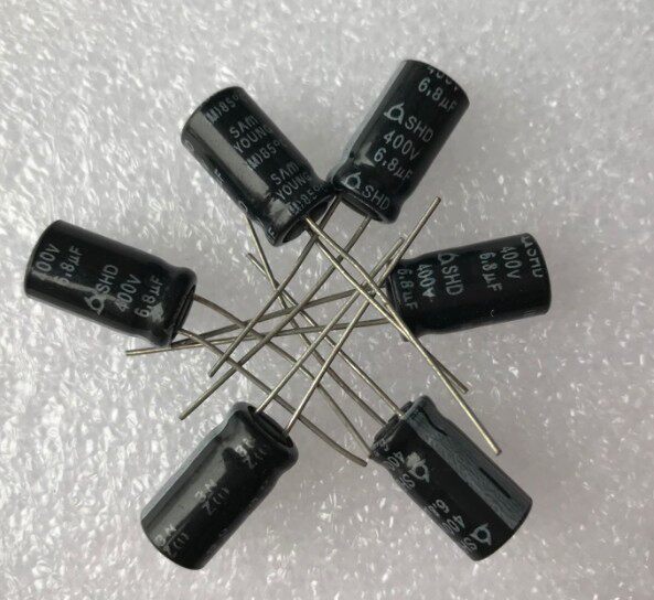 Small charger filtering capacitor 400V 6 8UF Small volume electrolytic capacitor volume 8X16MM 265