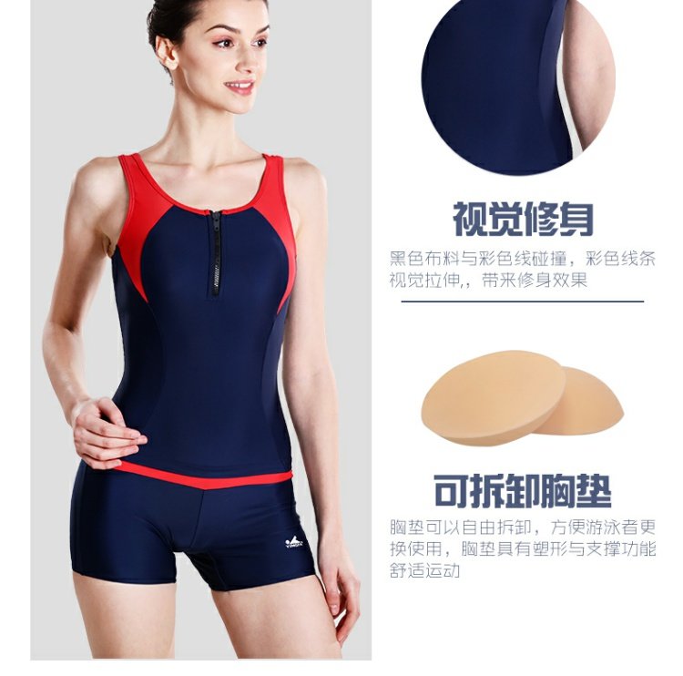 Anh và nữ bảo thủ liền kề võ sĩ đồ bơi kích thước lớn đồ bơi dây kéo kỳ nghỉ thể thao che bụng thon gọn áo ngực chuyên nghiệp áo tắm áo tắm một mảnh