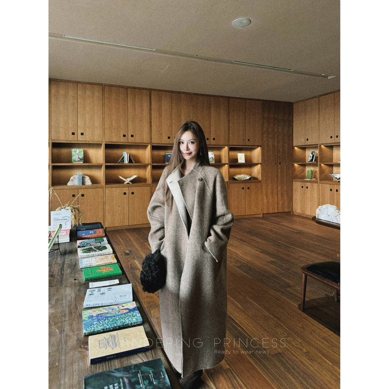 Qian Meixi Luxurious Australian Wool Camel Hair Silk Custom-Dyed and Custom-Woven High-End Elegant Double-Sided Wool Long Coat for Women Qian Meixi Luxurious Australian Wool Camel Hair Silk Custom-Dyed and Custom-Woven High-End Elegant Double-Sided Wool Long Coat for Women