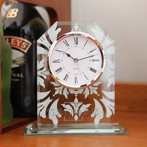 Vintage classical home silent table clock clock glass bedroom study Creative fashion Quartz clock ornaments Simple