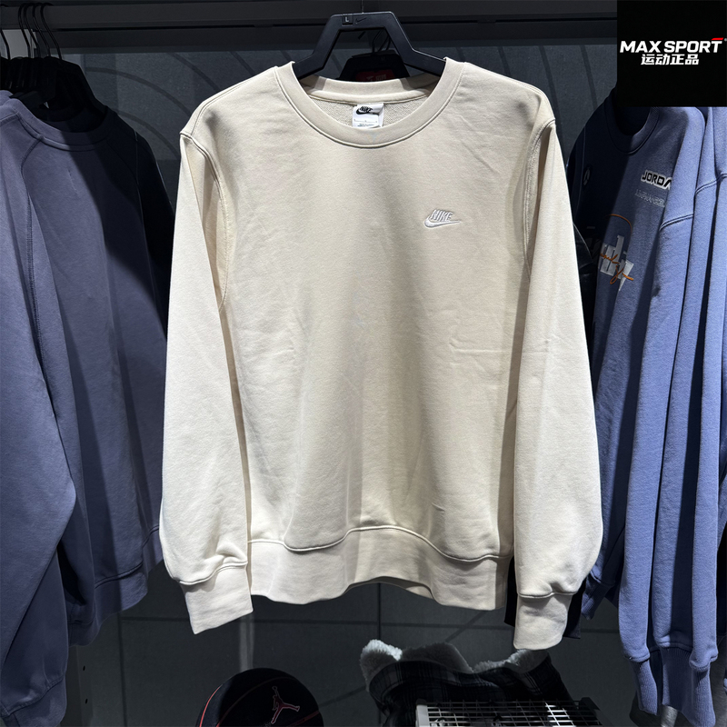 Nike Sweatshirt Men's Spring and Autumn Top Terry Cloth Small Logo Round Neck Sports Casual Running Pullover Fn3889