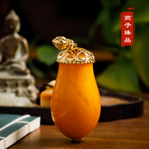 (Swallow Zhenpin) 66 55 Natural old beeswax gourd collection beeswax inlaid pendant handlebar