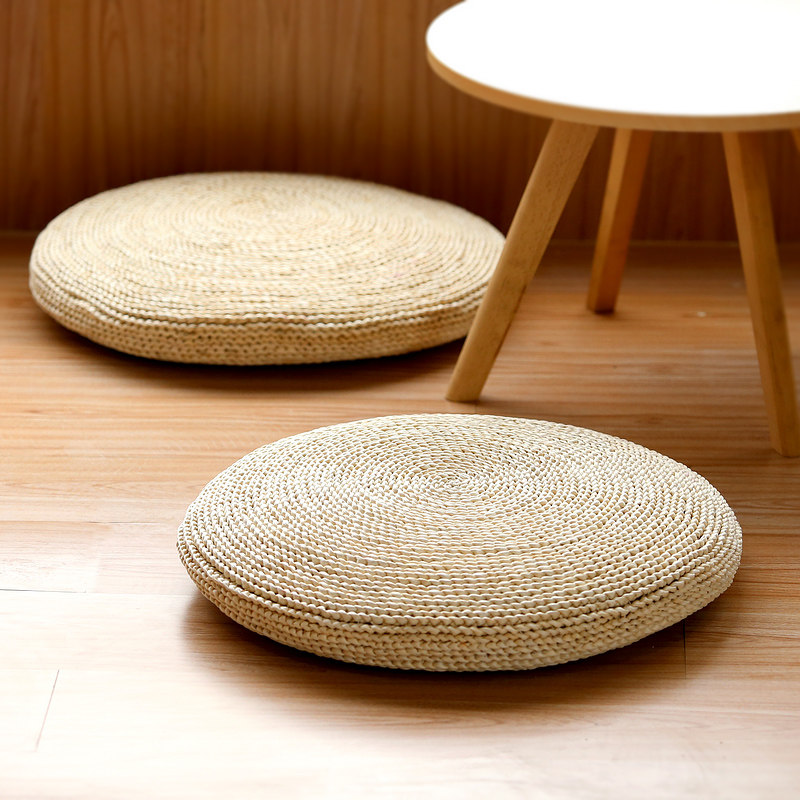 Grass-woven and breathable cool bushel cushion thickened to take a beaver meditation cushion yoga mat tatami floating window cushion round cushion