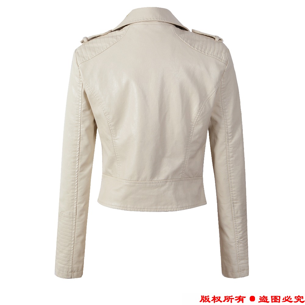 Áo khoác da nữ đơn giản mỏng ngắn đơn zip eo áo khoác da nhỏ Áo khoác da ngọt ngào áo da zara nữ chính hãng
