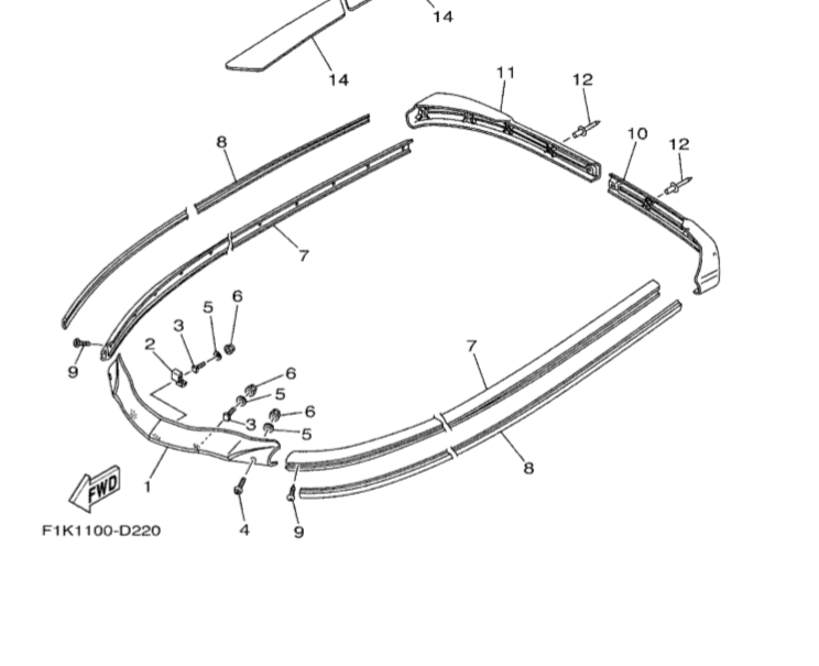 Japan Mountain Yeo Yacht Original Fitting Accessories VX1800A-M Figure 17 Anti-collision components #1