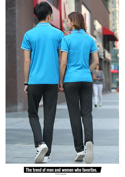 Mùa hè cặp đôi thể thao phù hợp nam và nữ ve áo ngắn tay áo thun quần thể thao giản dị quảng cáo áo sơ mi áo thể thao adidas