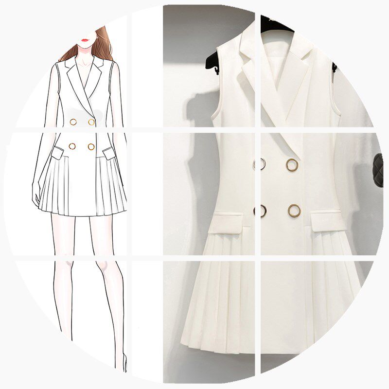 2020 الصيف ثوب جديد للمرأة 4XL1 الأزياء الكورية مزاجه لطيف أنيق فستان أبيض مزدوج الصدر