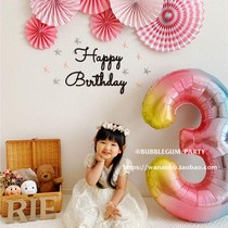 ins gradient rainbow digital aluminum film balloon Baby birthday year-old guide sign activity holiday arrangement