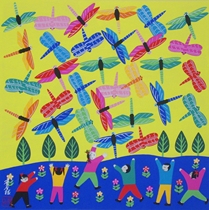 Catching Dragonflies (40cm*40cm) Jinshan peasant painting Cao Jingens original work is purely hand-painted