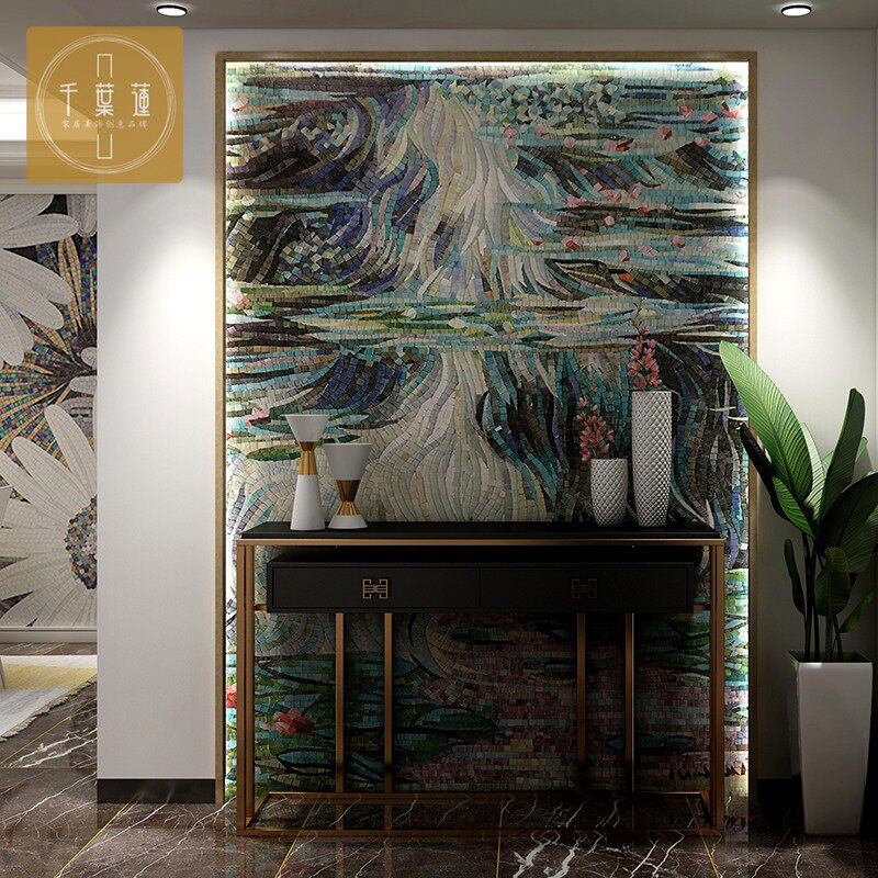 Glass mosaic tile scissors puzzle TV Background wall wall decoration painting wall pasted luxury modern