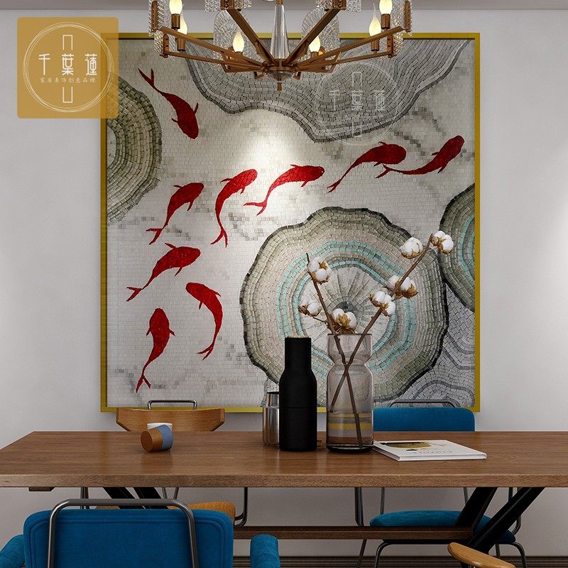 Mosaic decoration painting modern minimalist light extravagant living room upscale Nordic mosaic background wall hanging painting Jiuyu Tutu