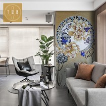 New Chinese Light Lavish Glass Mosaic Tile Background Wall Puzzle Parquet Cut Drawing Living Room Restaurant TV Wall Trim