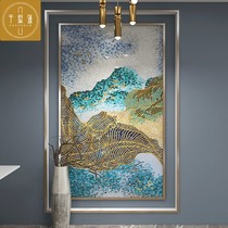 Modern abstract light and luxurious glass ice jade mosaic background wall cut painting tile jigsaw puzzle collage wall stickup living room