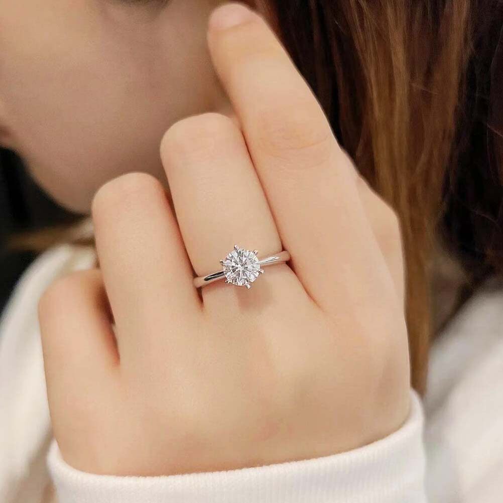 Кольцо Diamond Jia 18K белое золото, 0.5 карата, размер 14