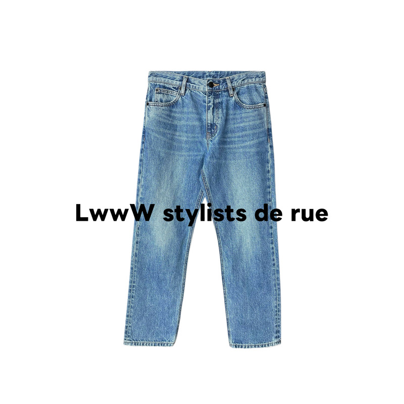 Lwww "Core" Low-Waist Row-Style Classic Blue Non-Stretch Cropped Jeans