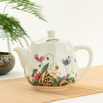 Jinyu modern Chinese enamel color bone china teapot large small single pot Tea Tea Tea Tea Tea Teapot with filter hole