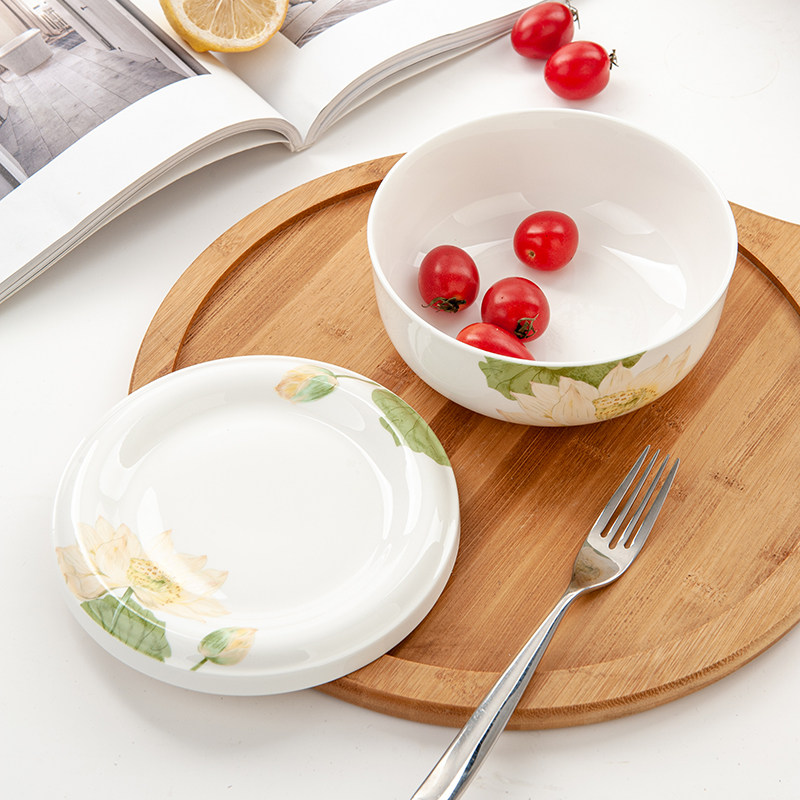 Golden Lan Jade Tang Shan Bone China Porcelain Home 6 Inches Noodles Bowl Ceramic Hotel Cutlery Straight Mouth Soup Bowl With Bubbly Noodles Bowl Rice Bowl