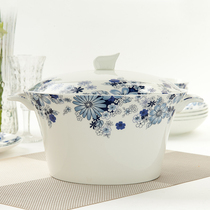 Bone China with lid Soup Pot Pot Pot Pot Pot set ceramic tableware creative large household Prince pot double ear soup bowl