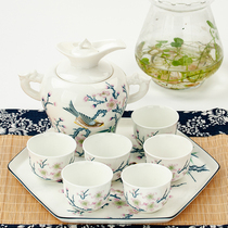 Bone China 8-head wine set Green Finch warm wine bottle Chinese household White wine set gift box packaging