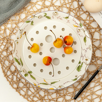 Jinyu Tangshan bone china 8 inch drain double layer plate dumpling plate ceramic dumpling plate ceramic dumpling plate deep plate plate plate disc