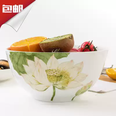 Jinyu bone porcelain bowl soup bowl 8 inch Chinese Lotus microwave ceramic bowl 8 inch big soup bowl Australian bowl straight Bowl