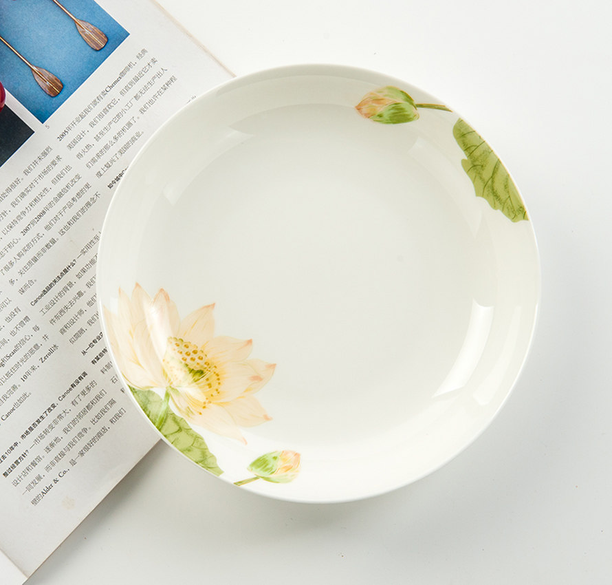 Home Bone China 6 Inch Round Plate Han Style Soup Pan Ceramic Small Dish Dish Small Soup Dish Small Plate Salty Dish