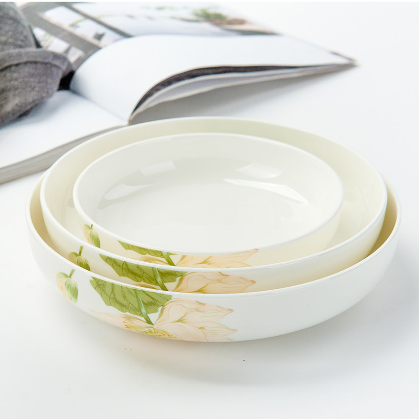 Household bone china Japanese-style large-capacity soup plate creative Korean dinner plate nest plate household ceramic cold dish plate dim sum plate - Taobao