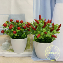 Simulated plant bonsai fake pepper small red pepper potted flower rich fruit potted ornaments Red