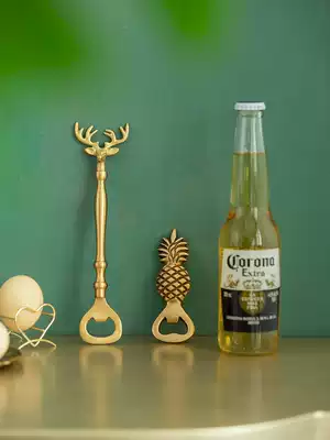 Harvest cottage European style retro brass bottle opener deer head personality creative beer screwdriver light luxury home bottle opener