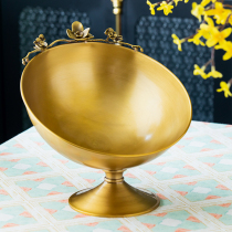 Harvest cottage European decorative inlaid large fruit plate ornaments light luxury high-end fruit tray living room model room decoration