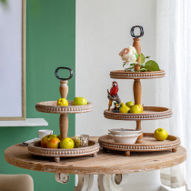Harvest cottage wooden multi-layer fruit plate home personality creative three-layer cake fruit tray desktop decoration ornaments