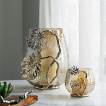 Harvest cottage retro Nordic romantic dining table living room European-style household candle glass aromatherapy Candlestick decoration ornaments
