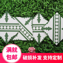 Moroccan ink green flower brick 300 * 300 Mind flower slice Nordic restaurant wall brick anti-slip brick retro tile