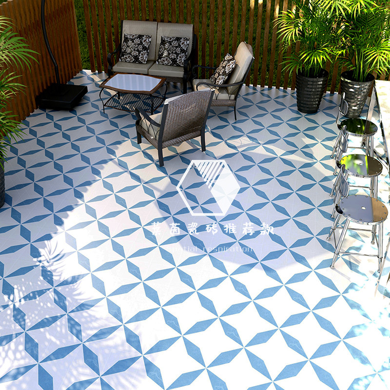 Customized Nordic Blue Homestay Balcony Yard 300300 Flower tile toilet floor tile tile tile kitchen anti - slip tile