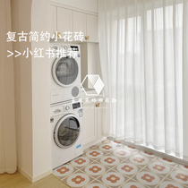 Custom Nordic retro minimalist small flower brick anti-slip kitchen wall brick art flower sheet toilet floor tile balcony tile