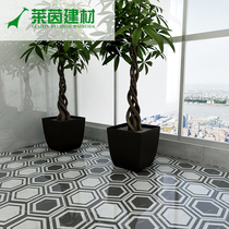 Simple jazz white marble hexagonal brick black and white classic Eternal antique brick background brick kitchen bathroom floor tiles
