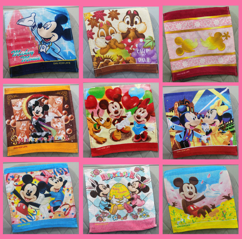 34X35Cm Couple Mickey Mouse and Minnie Mouse Squirrel Cartoon Cotton Hand Towel Face Wash Towel Large Square Towel