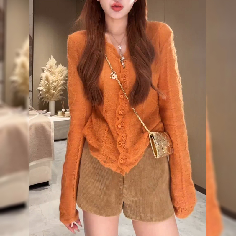 Mohair Embroidered V-Neck Long-Sleeved Knitwear for Women, Autumn and Winter Cardigan Knitwear 2026 New Korean Design Top Mohair Embroidered V-Neck Long-Sleeved Knitwear for Women, Autumn and Winter Cardigan Knitwear 2026 New Korean Design Top
