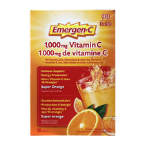 Canada Emergen-C vitamin C effervescent powder granules orange flavor 90 pack vitamin C date 22 August