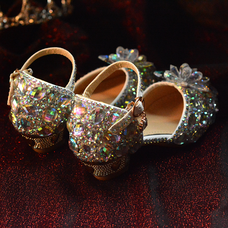 Princess Elsa Crystal Shoes Kidsren's Baby High Heels Female Beauty Princess Kidsren's Shoes Soft Sole Girls' Crystal Shoes