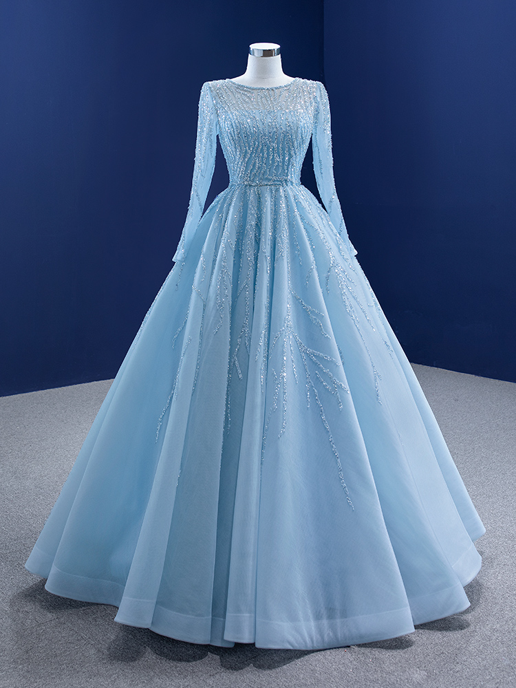 Wedding dress, suit, long skirt for princess, evening dress, 15 years, 2022, long sleeve