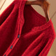 Chinese New Year red is just right French floral yarn loose wool sweater cardigan jacket female D spring home 1E88 special