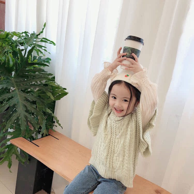 Quần áo trẻ em Hàn Quốc 2019 mùa thu cô gái mới đan áo len nước ngoài bằng gỗ tai trẻ em áo len trẻ em - Áo ghi lê áo khoác ba lỗ có mũ bé gái