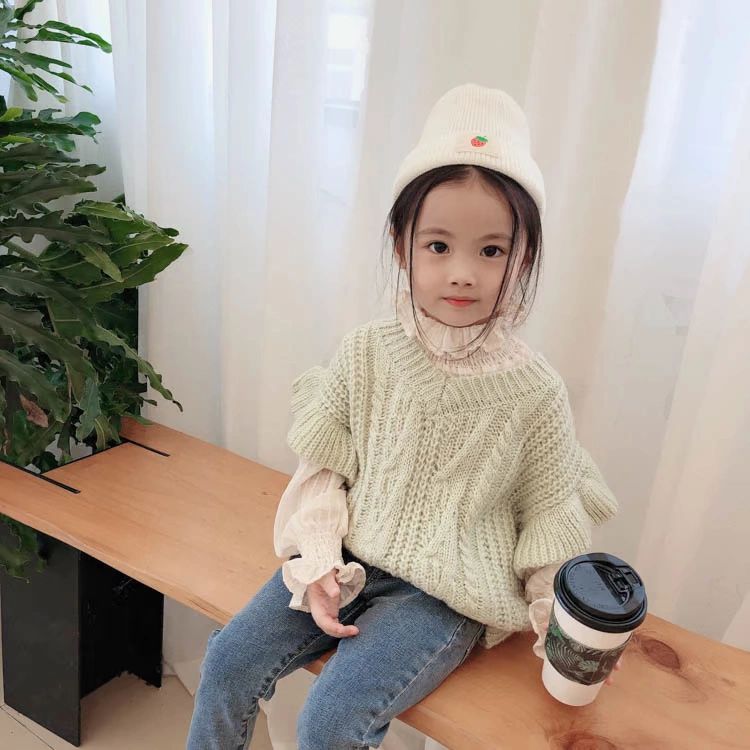 Quần áo trẻ em Hàn Quốc 2019 mùa thu cô gái mới đan áo len nước ngoài bằng gỗ tai trẻ em áo len trẻ em - Áo ghi lê áo khoác cho bé gái