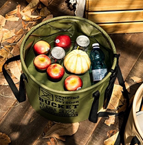 Spot Taiwan eleos outdoor camping multi-function Military wind super large waterproof folding bucket 32L liters to send a good gift