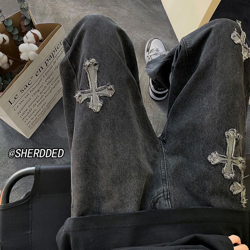 Boys' Pants Spring and Summer Style Ins Trendy Black Jeans Loose Straight Fit Versatile Trendy High Street Vibe Men's Pants Boys' Pants Spring and Summer Style Ins Trendy Black Jeans Loose Straight Fit Versatile Trendy High Street Vibe Men's Pants