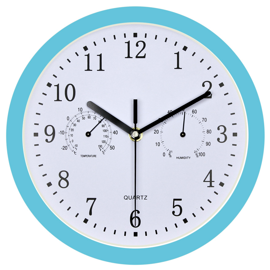 Small wall clock 10 inch silent hygrometer Bedroom living room clock Creative fashion punch-free quartz clock wall hanging
