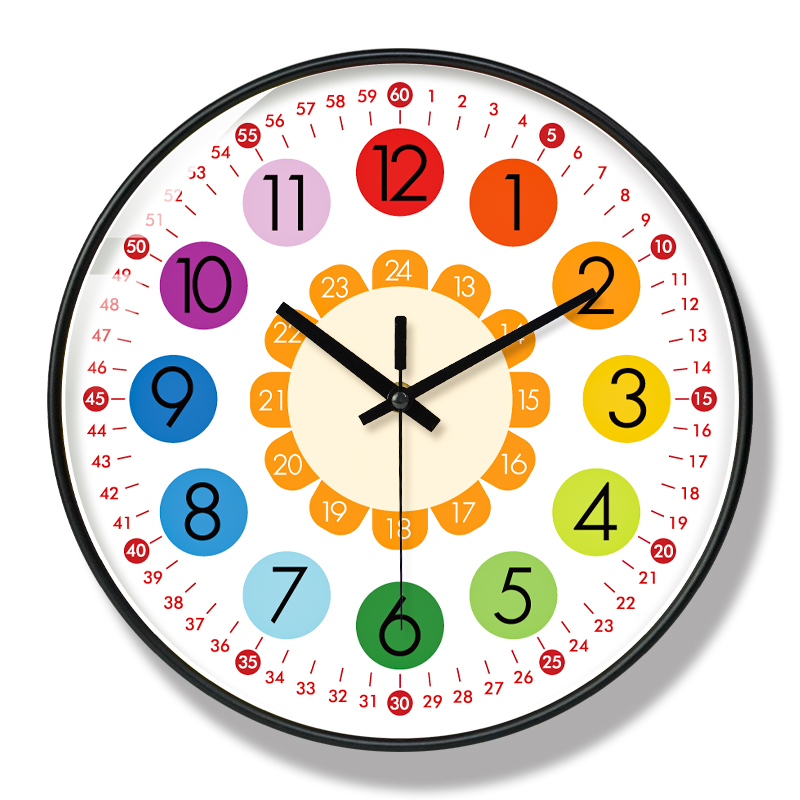 Clock hanging bell Children's house Early teaching ultra silent creative clock cartoon minimalist home living room hanging wall bedroom clocks-Taobao