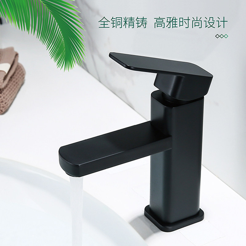 Single hole paint white black hot and cold water faucet single cold faucet washbasin art basin round washbasin